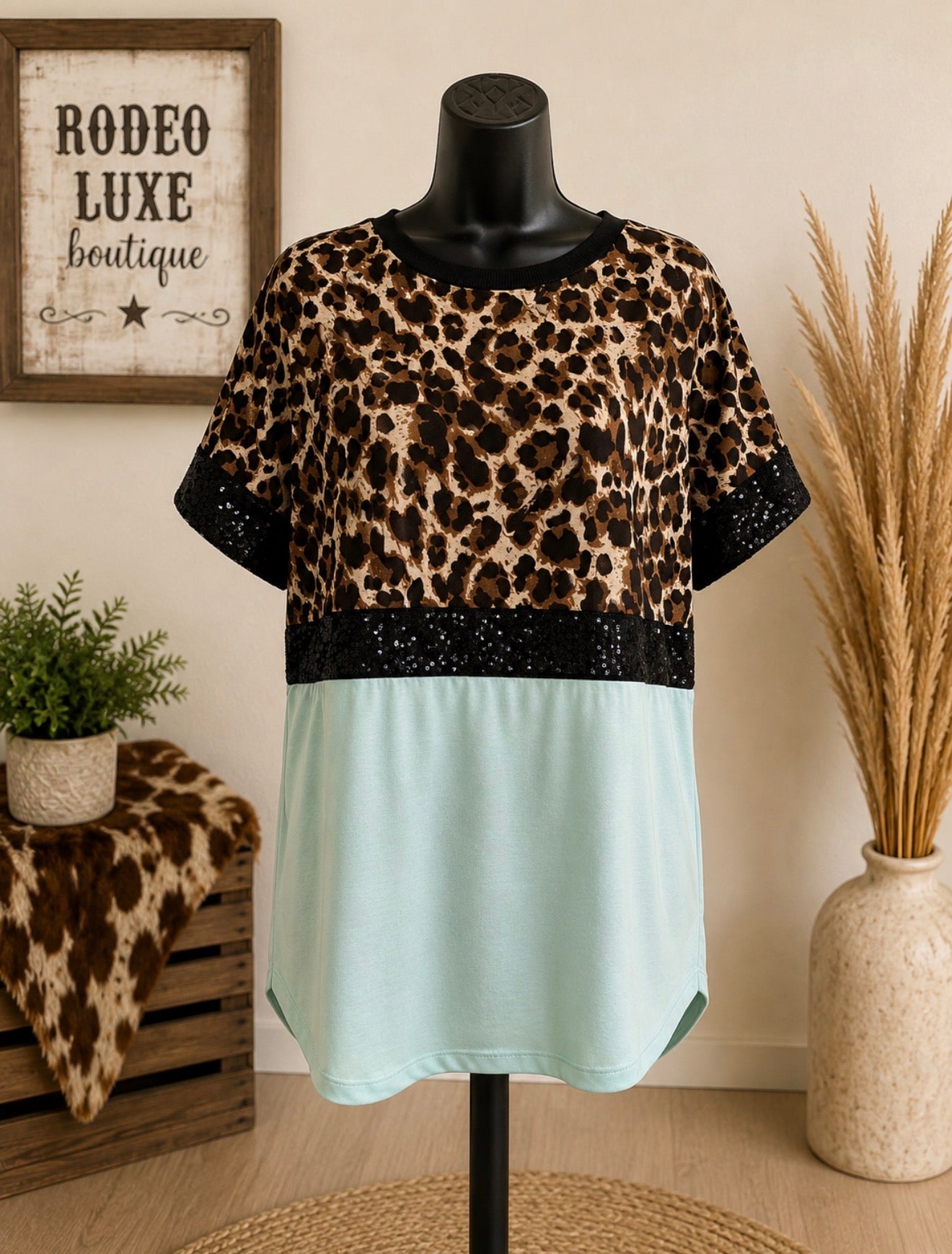 Wildly Minty Sequin Top