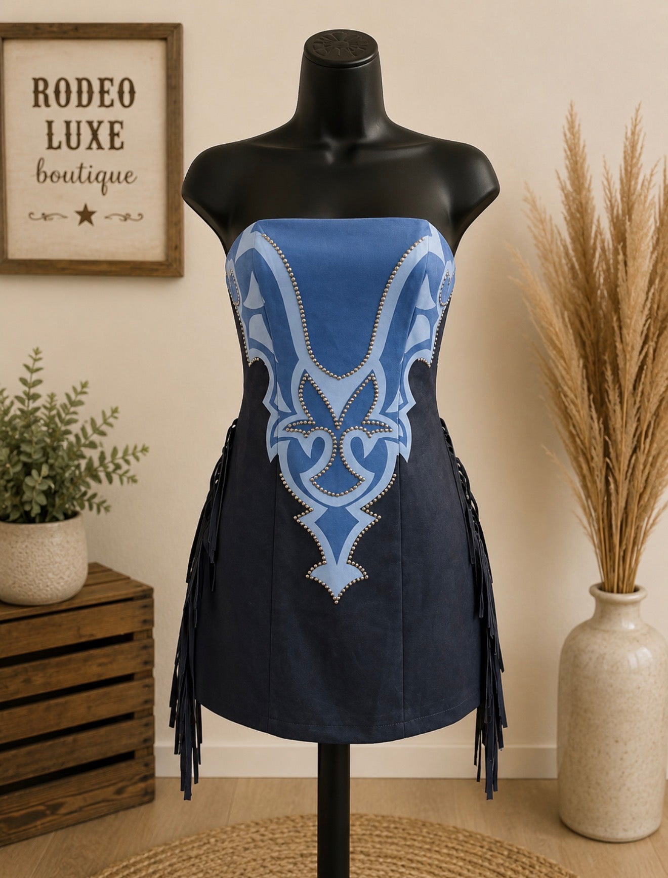 Midnight Blue Fringe Dress