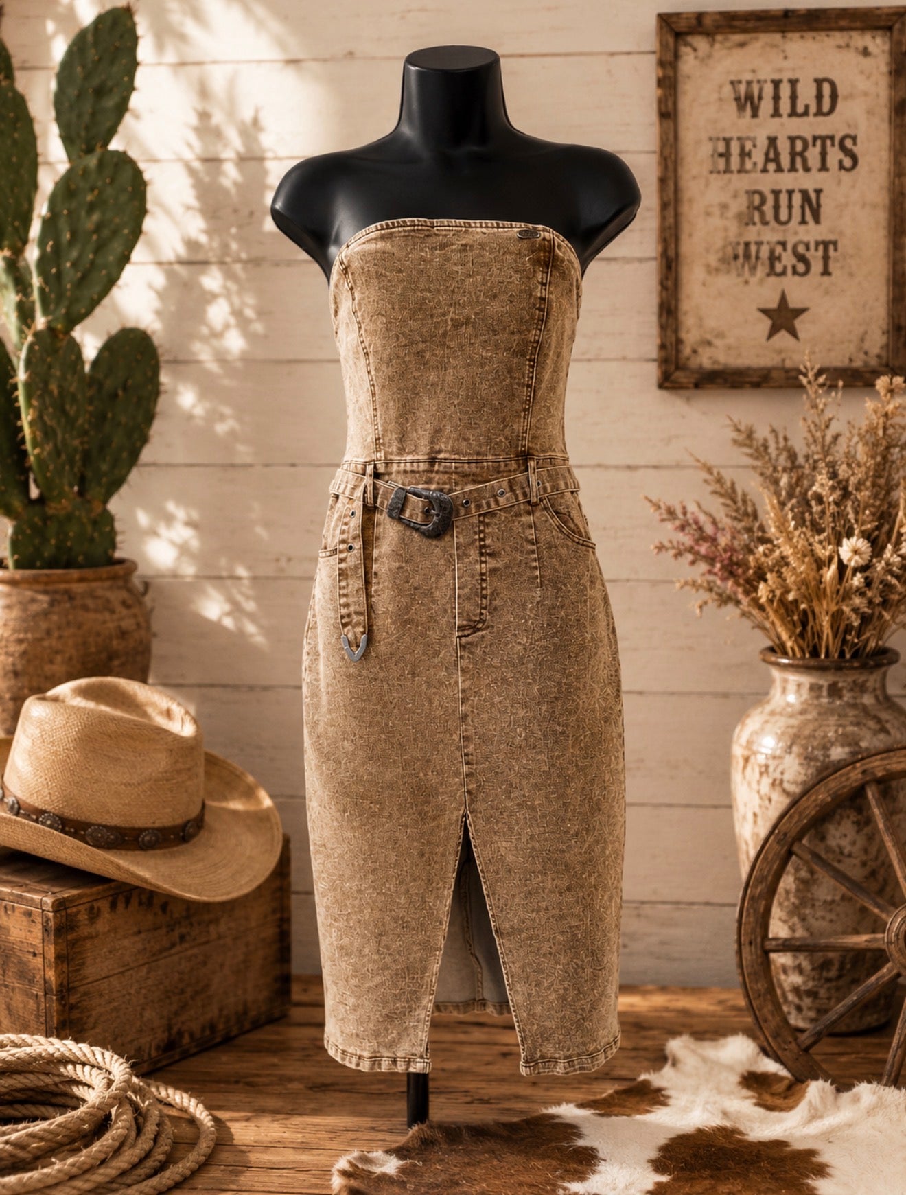 Desert Denim Strapless Dress