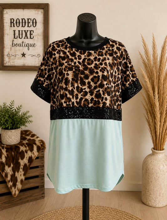 Wildly Minty Sequin Top