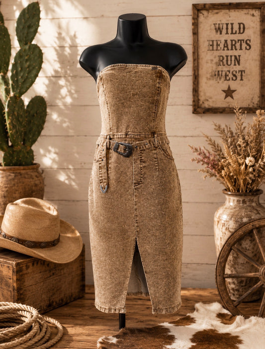 Desert Denim Strapless Dress